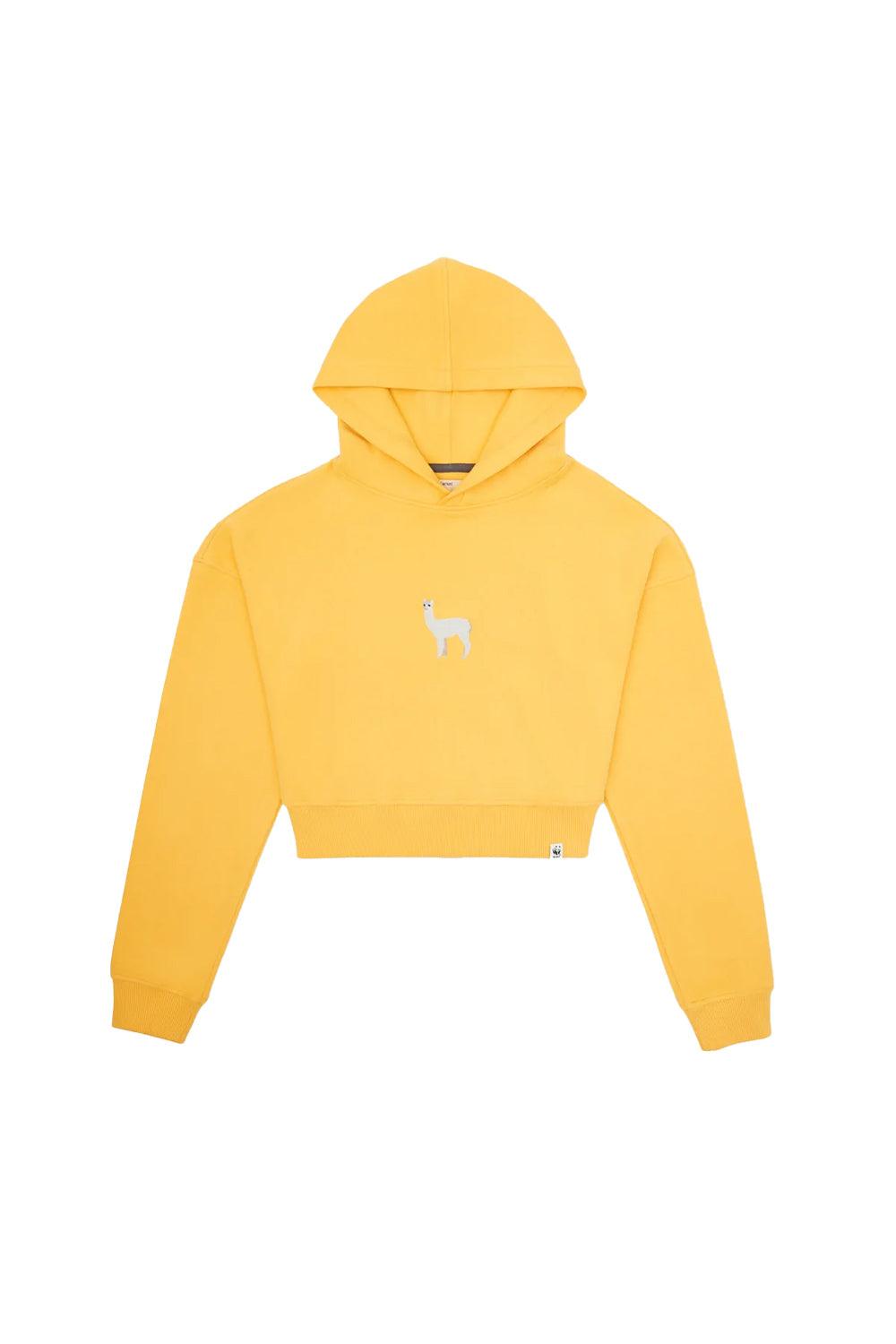 WWF Market-Lama Crop Hoodie - Yellow-Sweatshirts & Hoodies-1-Milagron.com