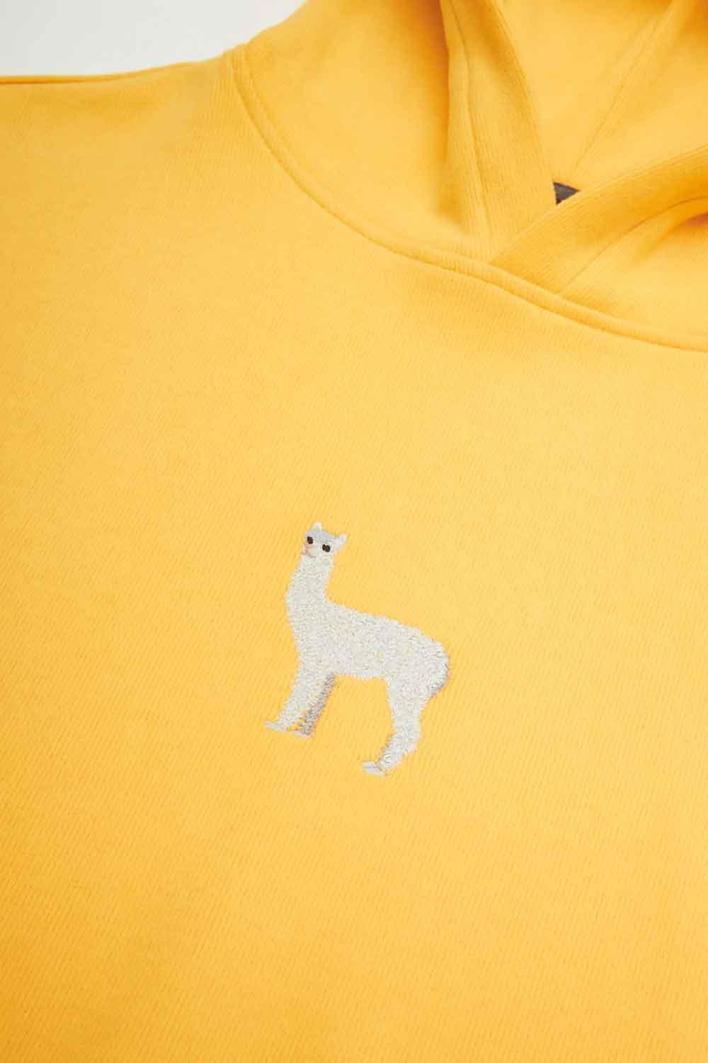 WWF Market-Lama Crop Hoodie - Yellow-Sweatshirts & Hoodies-3-Milagron.com