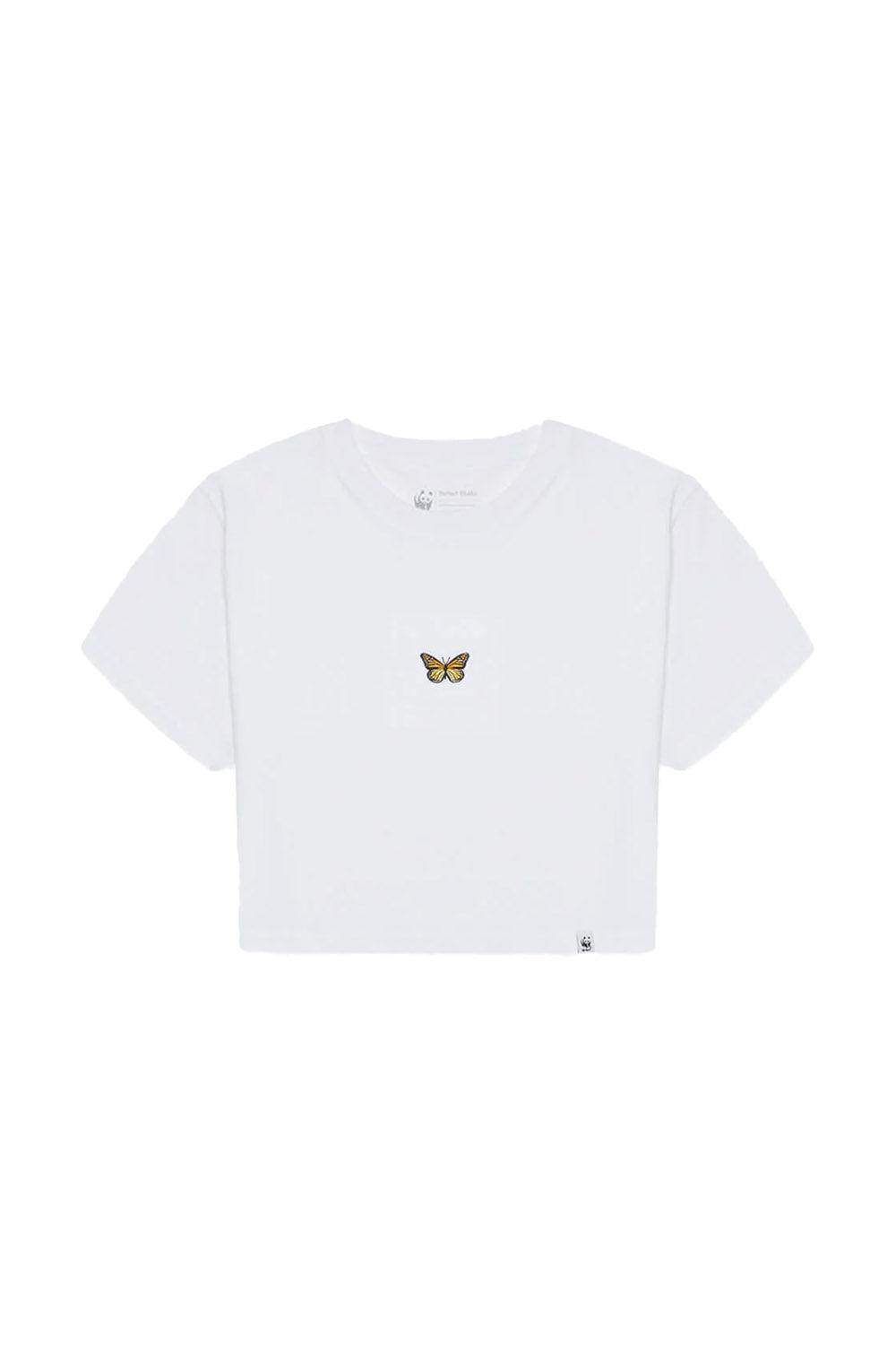 WWF Market-Monark Kelebeği Crop T-shirt - Beyaz-T-Shirts-1-Milagron.com