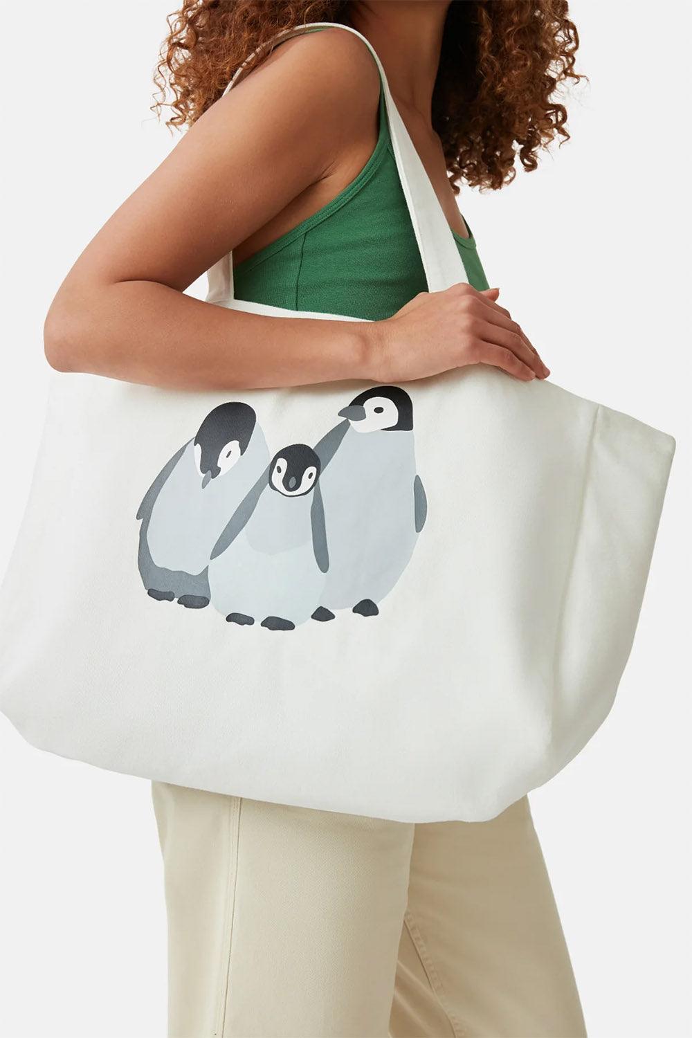 WWF Market-Yavru İmparator Penguen Çanta - Ekru-Bez Çanta-2-Milagron.com