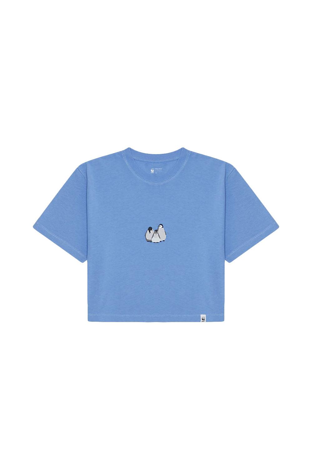 WWF Market-Yavru İmparator Penguen Crop T-shirt - Mavi-T-Shirts-1-Milagron.com