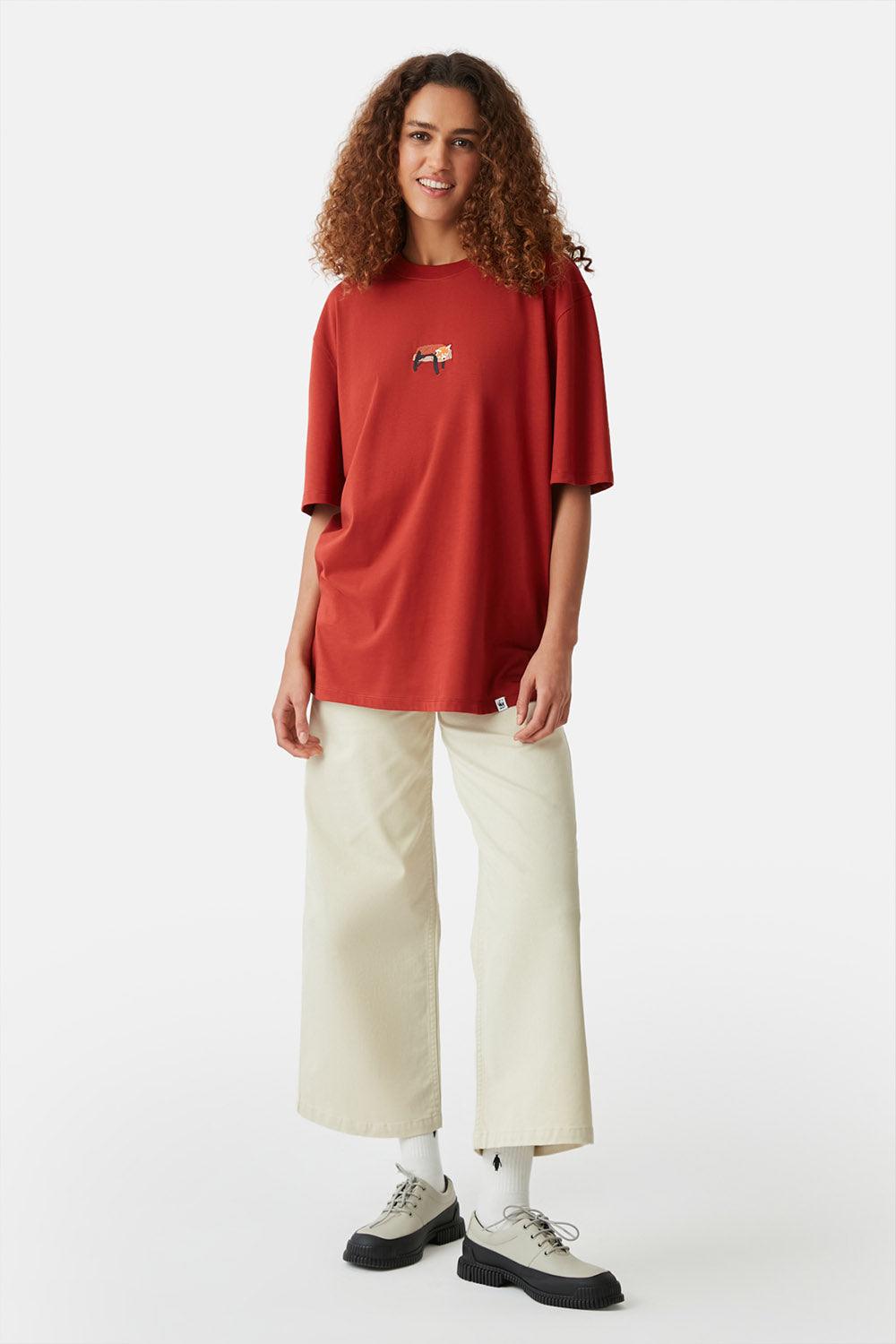 WWF Market-Yavru Kızıl Panda Oversize T-shirt - Kiremit-T-Shirts-4-Milagron.com