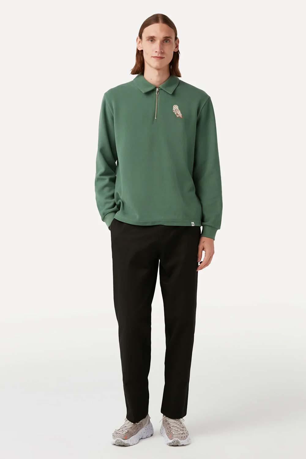 WWF Market-Yer Baykuşu Polo Yaka Sweatshirt - Yeşil-Sweatshirts & Hoodies-5-Milagron.com