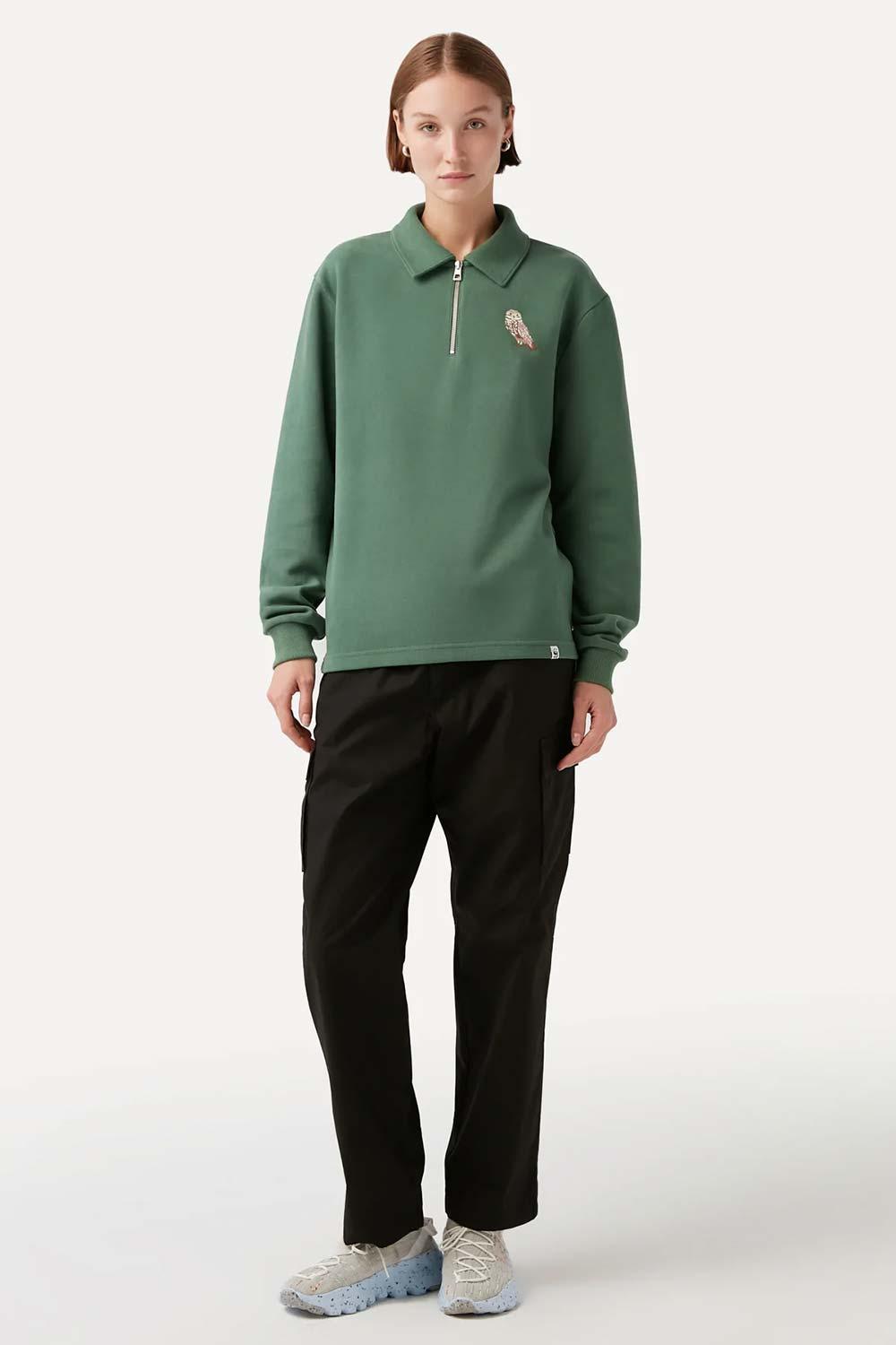 WWF Market-Yer Baykuşu Polo Yaka Sweatshirt - Yeşil-Sweatshirts & Hoodies-7-Milagron.com