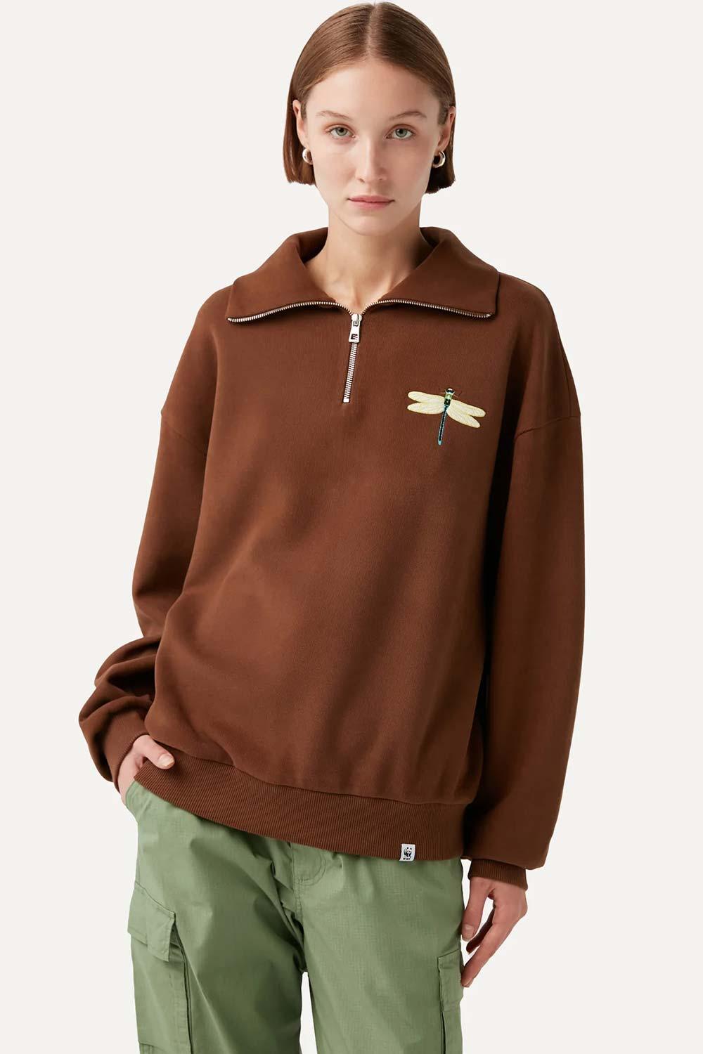 WWF Market-Yusufçuk Q-Zip Sweatshirt - Kahverengi-Sweatshirts & Hoodies-4-Milagron.com