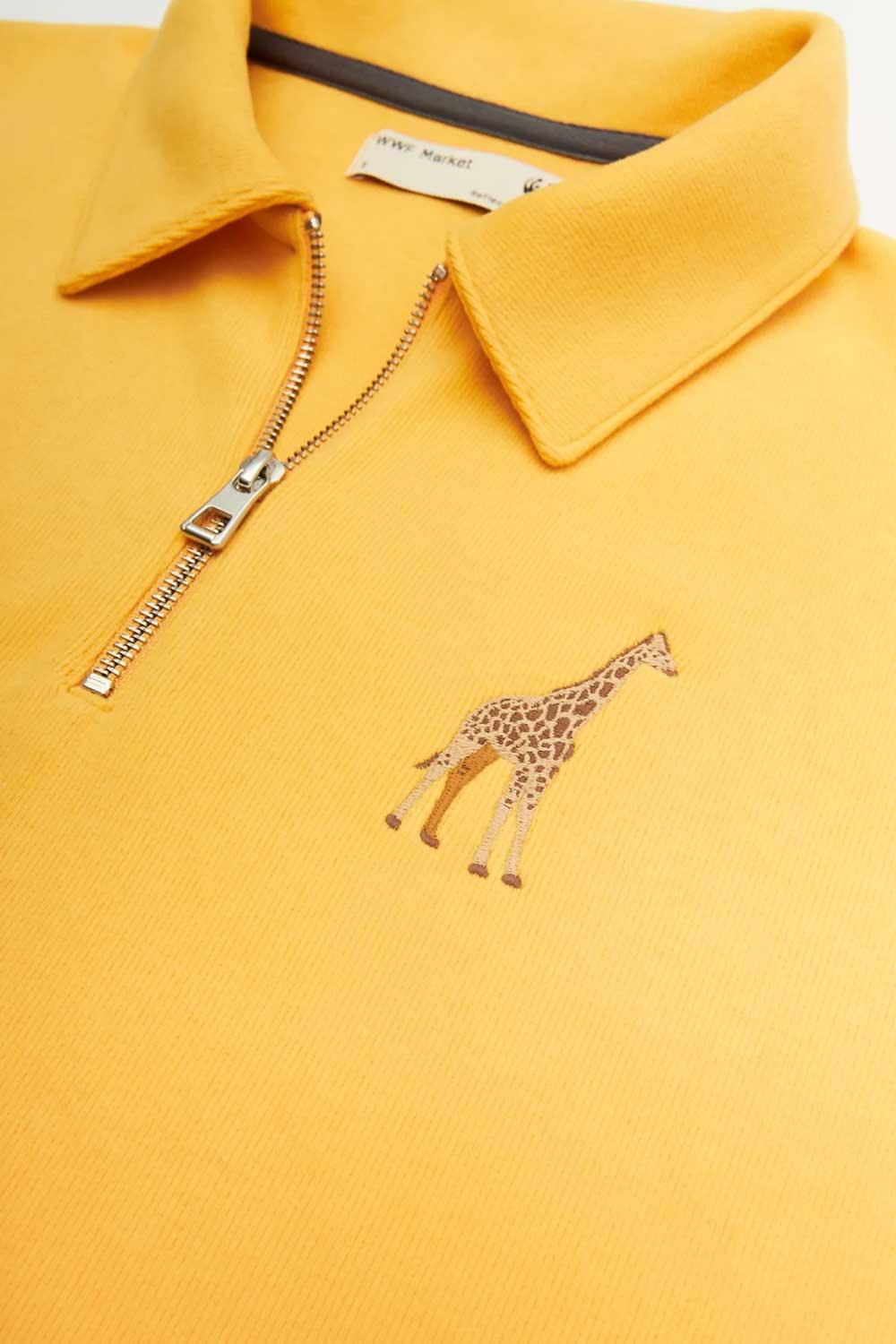 WWF Market-Zürafa Polo Yaka Sweatshirt - Sarı-Sweatshirts & Hoodies-2-Milagron.com