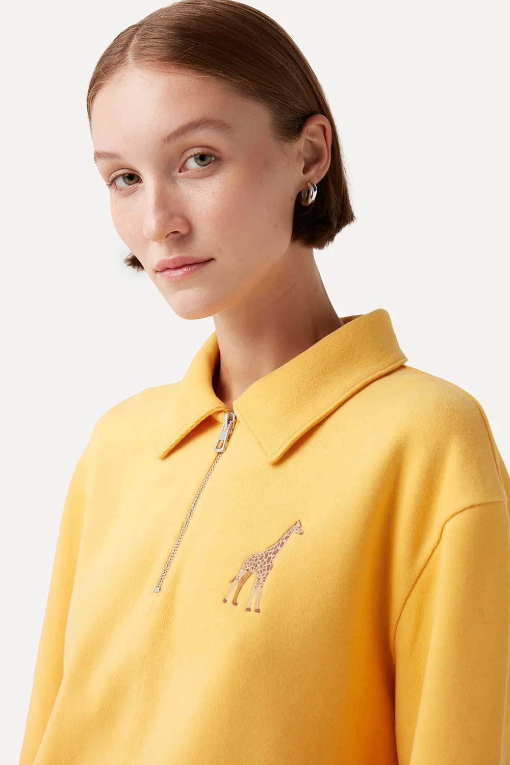 WWF Market-Zürafa Polo Yaka Sweatshirt - Sarı-Sweatshirts & Hoodies-4-Milagron.com