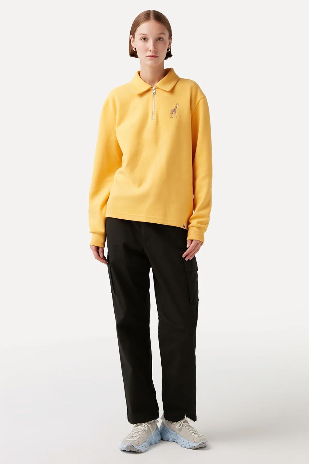 WWF Market-Zürafa Polo Yaka Sweatshirt - Sarı-Sweatshirts & Hoodies-5-Milagron.com