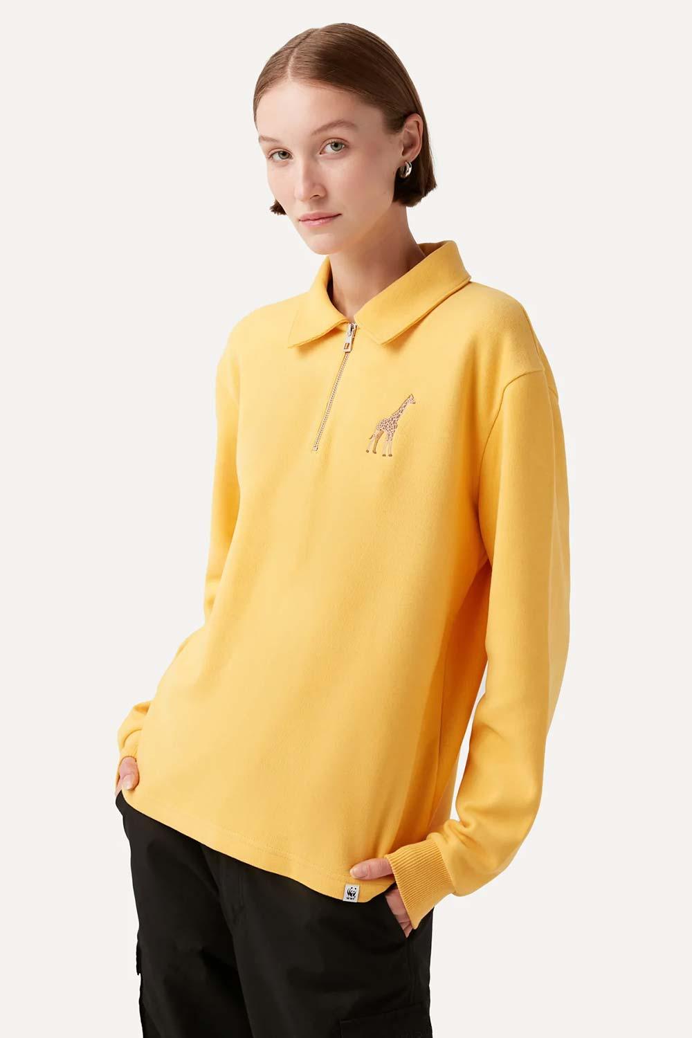WWF Market-Zürafa Polo Yaka Sweatshirt - Sarı-Sweatshirts & Hoodies-6-Milagron.com