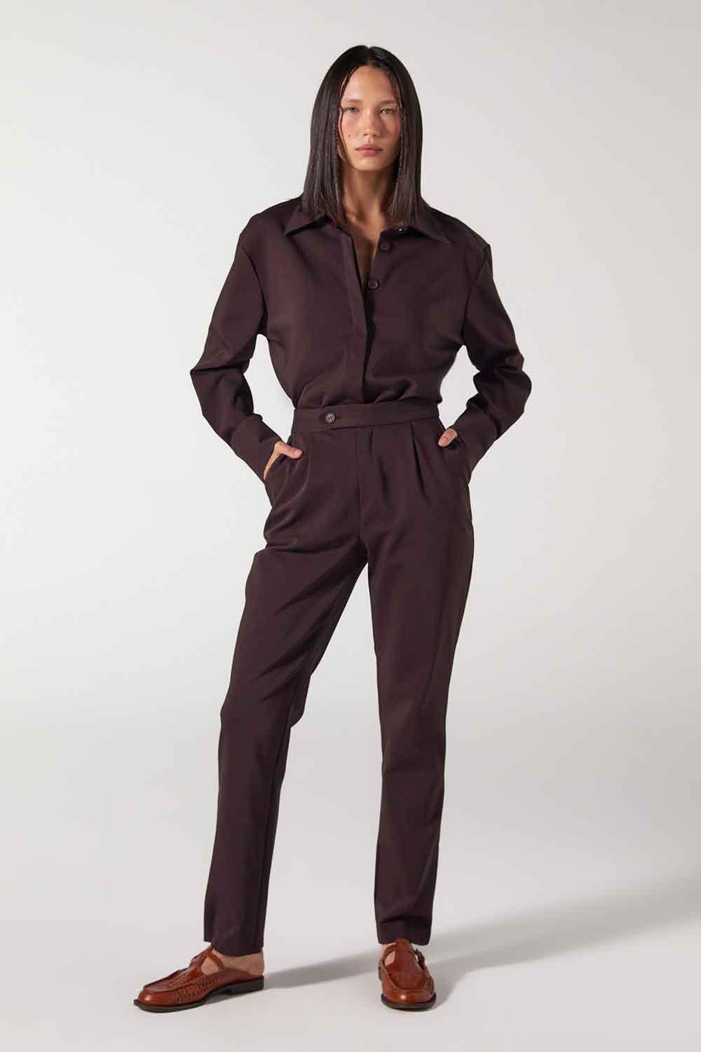 Wabi Sabi-Browne Pantolon-Kumaş Pantolon-1-Milagron.com