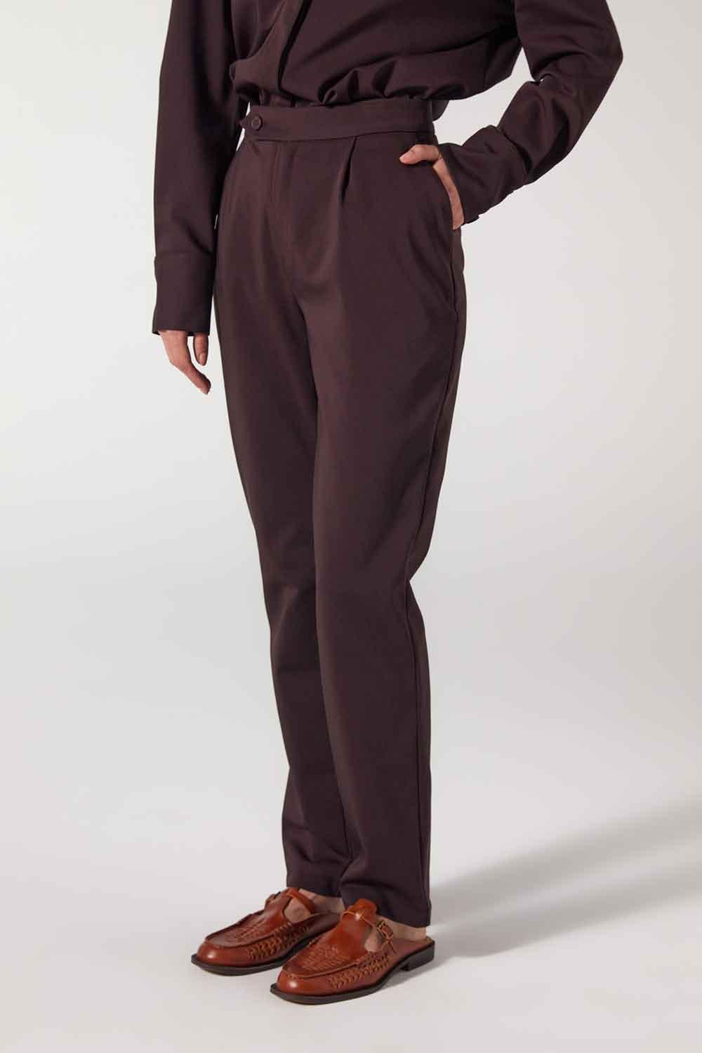 Wabi Sabi-Browne Pantolon-Kumaş Pantolon-4-Milagron.com