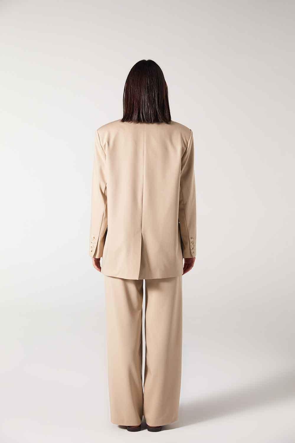 Wabi Sabi-Cle Astarlı Vatka Detaylı Bej Ceket-Ceket-4-Milagron.com