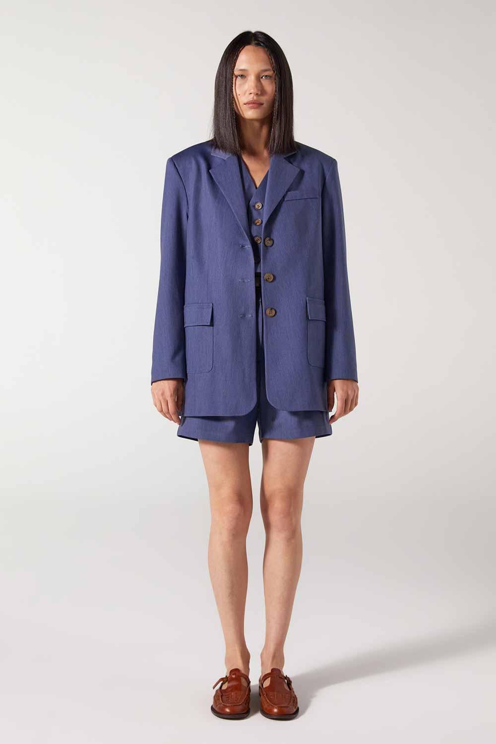 Wabi Sabi-Cle Astarlı Vatka Detaylı Mavi Ceket-Ceket-1-Milagron.com