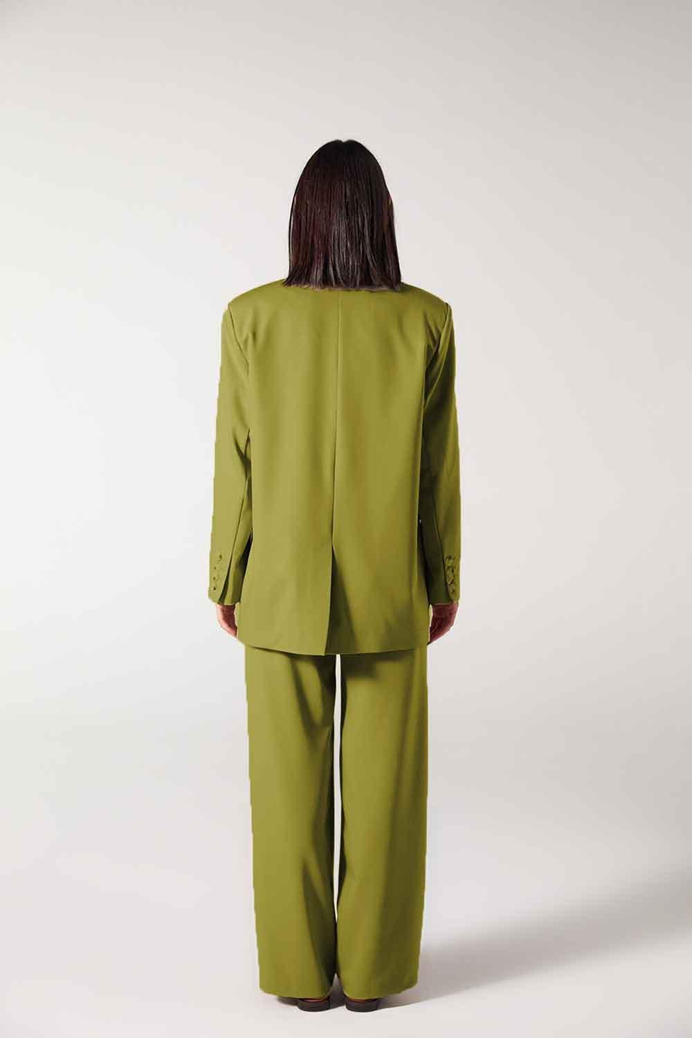 Wabi Sabi-Cle Astarlı Vatka Detaylı Yeşil Ceket-Ceket-2-Milagron.com