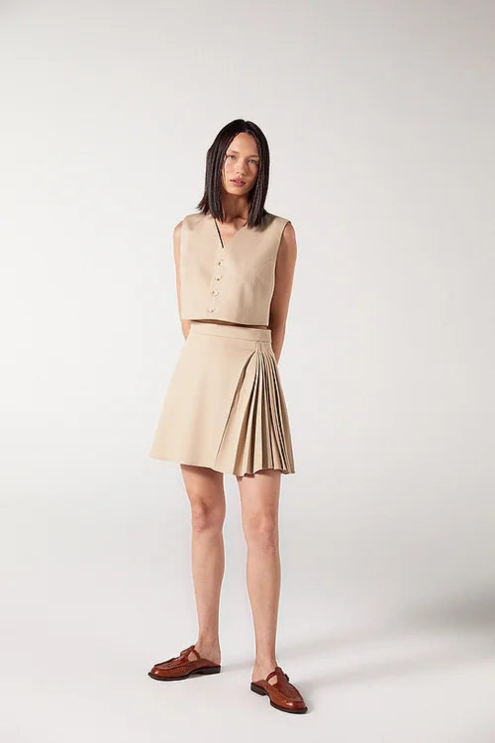 Wabi Sabi-Cle Bej Mini Etek-Etek-1-Milagron.com