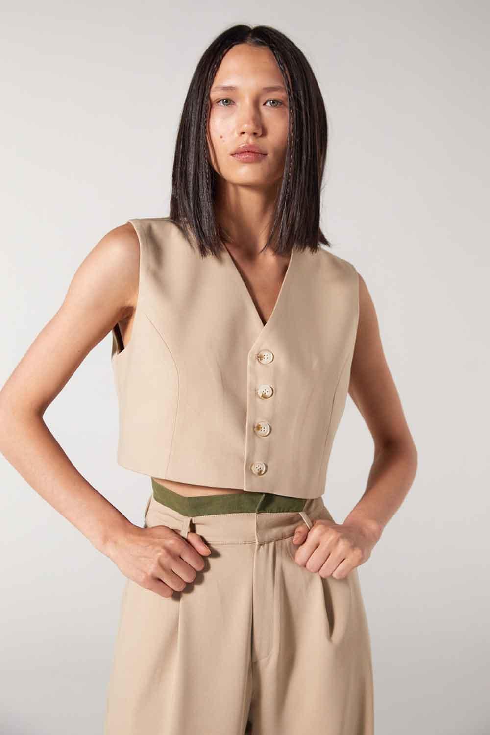 Wabi Sabi-Cle Bej Yelek-Yelek-2-Milagron.com