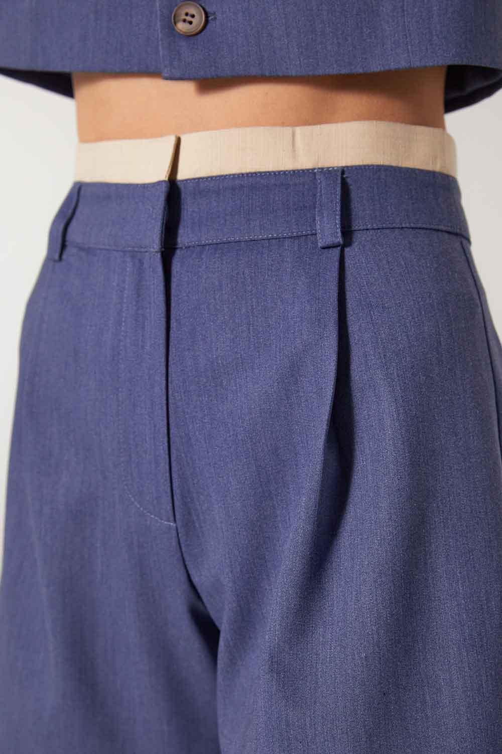 Wabi Sabi-Cle Mavi Pileli Şort-Şort-9-Milagron.com