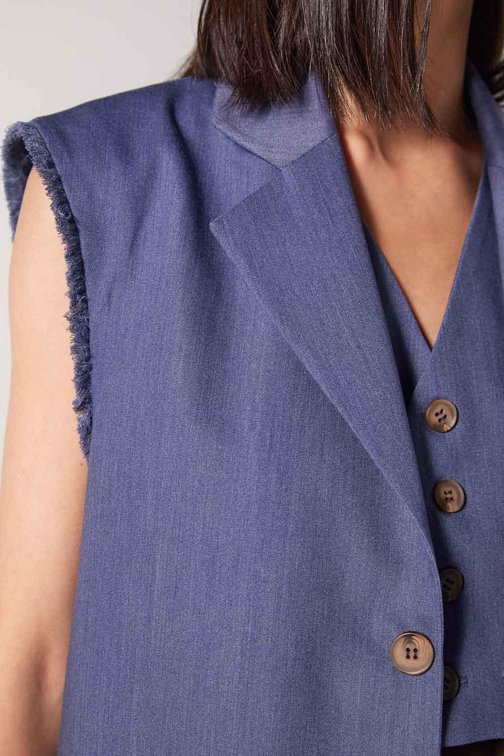 Wabi Sabi-Cle Mavi Uzun Yelek-Yelek-5-Milagron.com