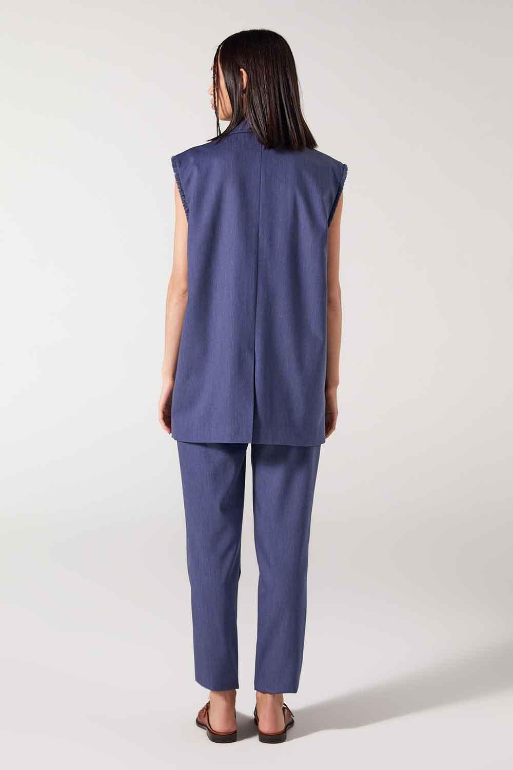 Wabi Sabi-Cle Mavi Uzun Yelek-Yelek-6-Milagron.com