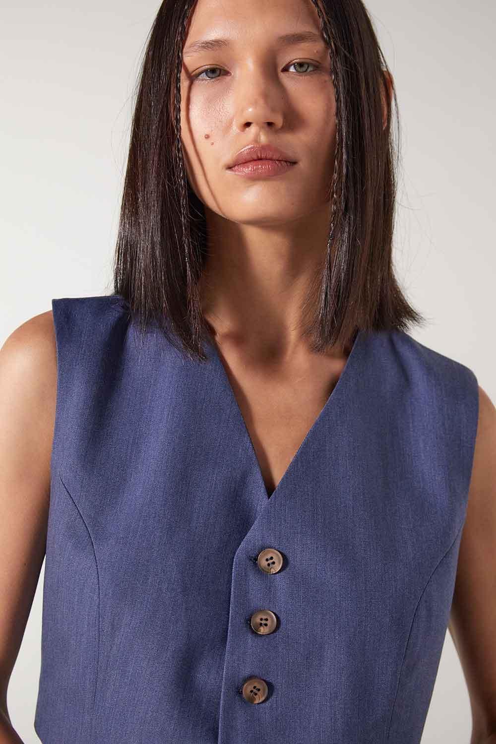 Wabi Sabi-Cle Mavi Yelek-Yelek-5-Milagron.com