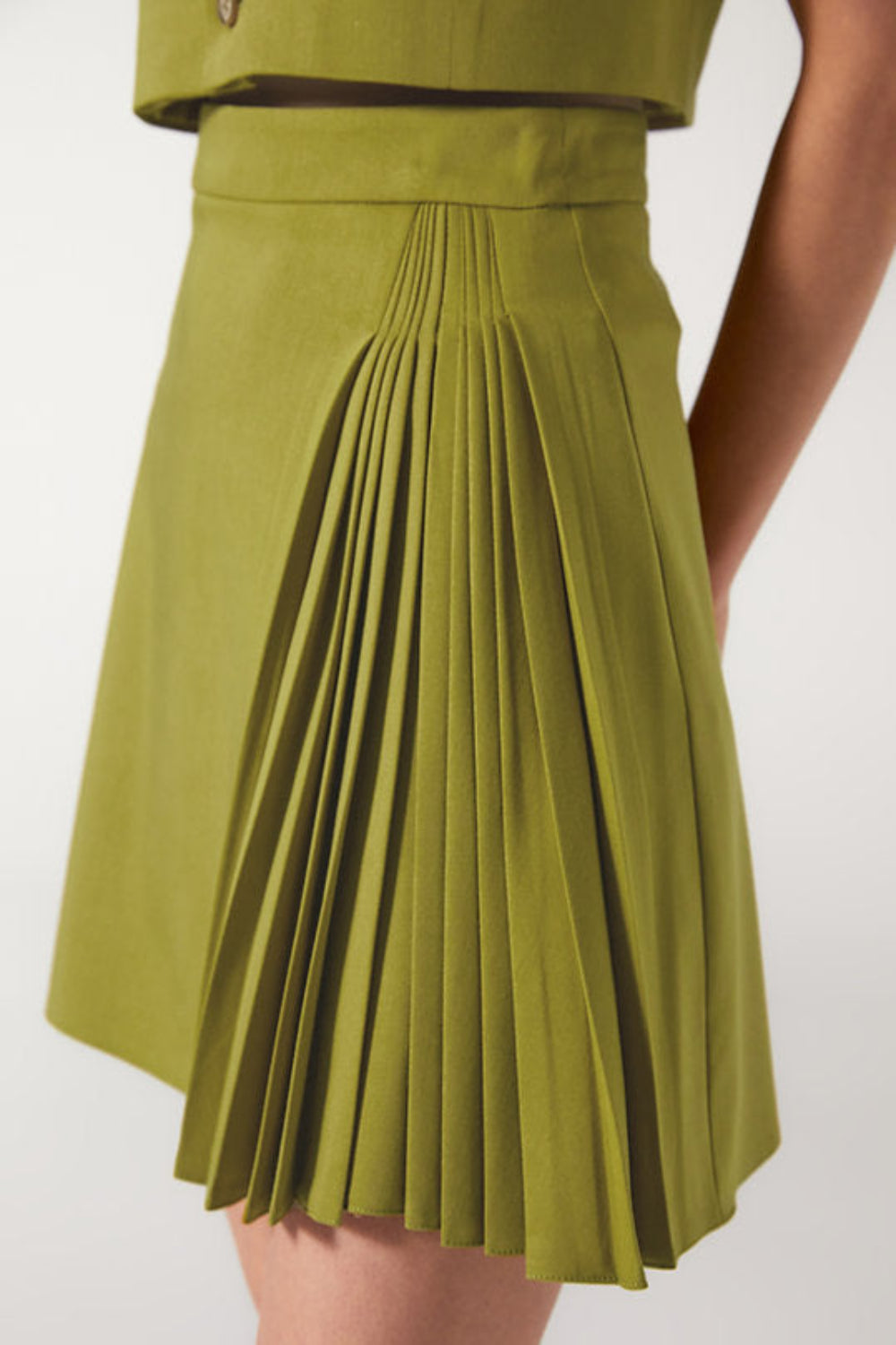 Wabi Sabi-Cle Yeşil Mini Etek-Etek-3-Milagron.com