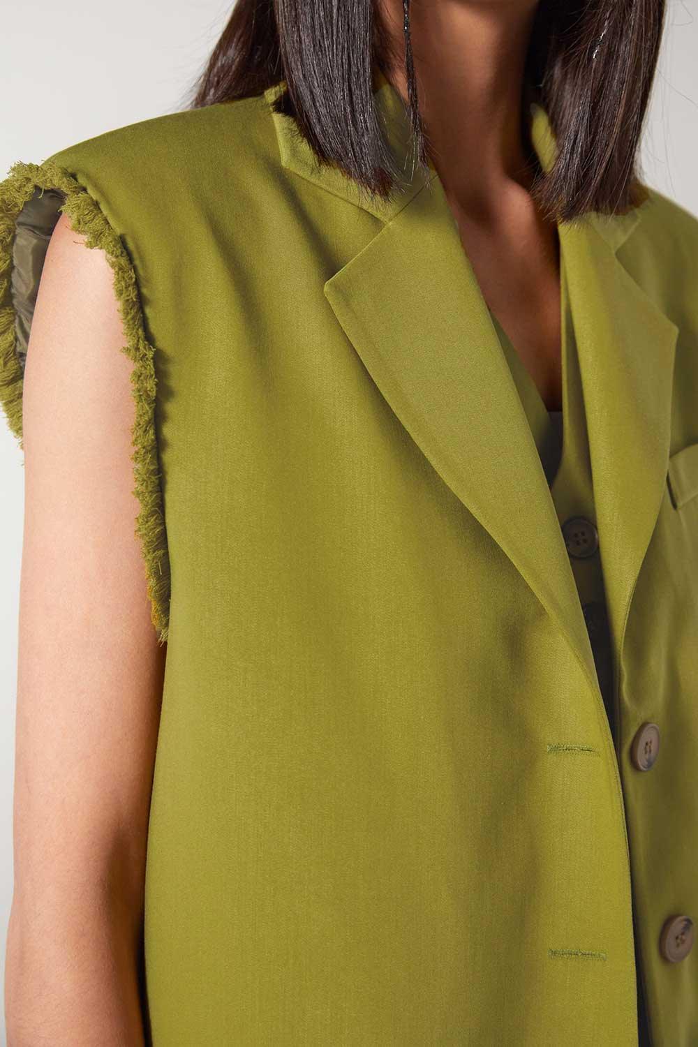 Wabi Sabi-Cle Yeşil Uzun Yelek-Yelek-3-Milagron.com