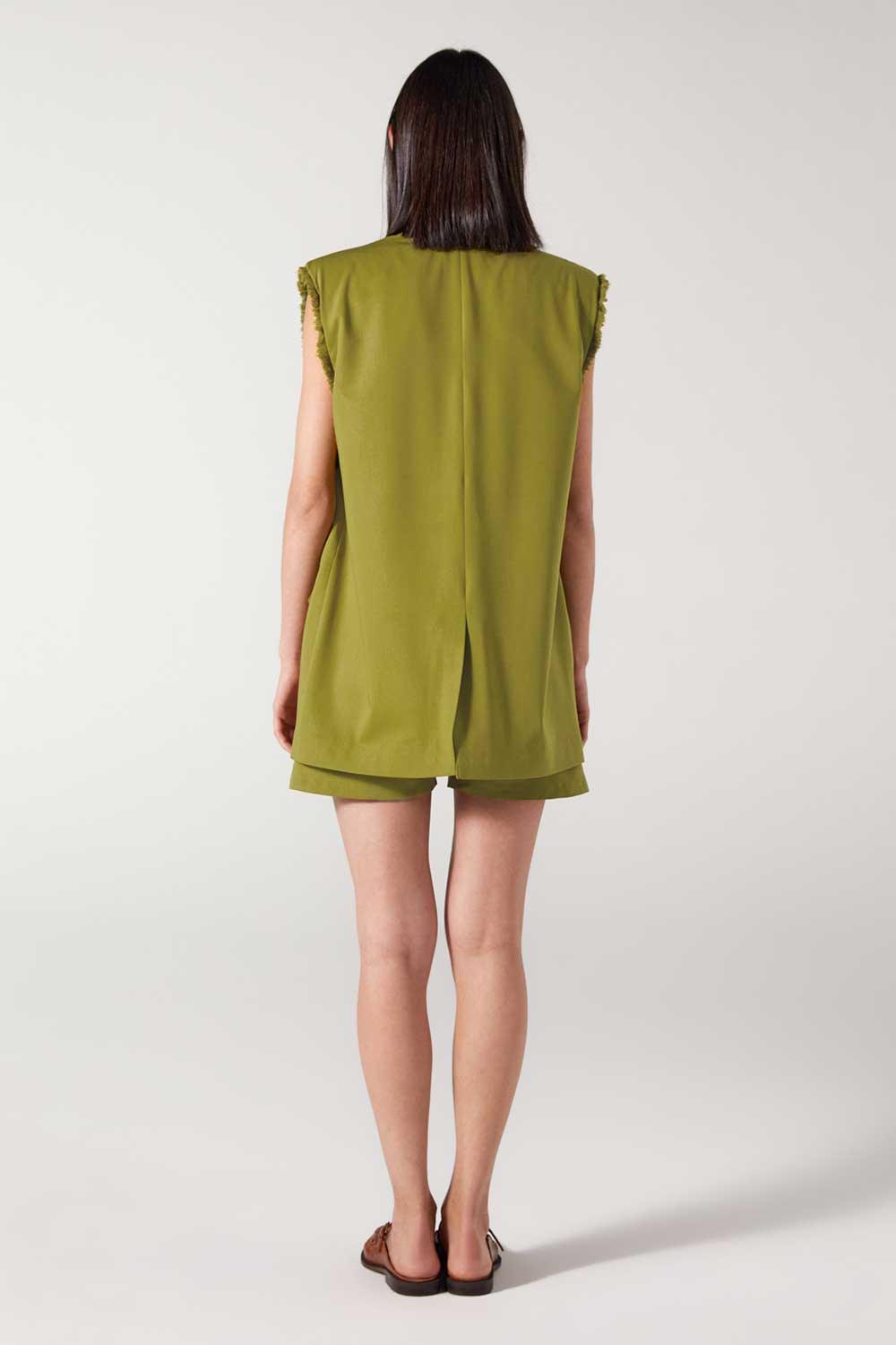 Wabi Sabi-Cle Yeşil Uzun Yelek-Yelek-4-Milagron.com