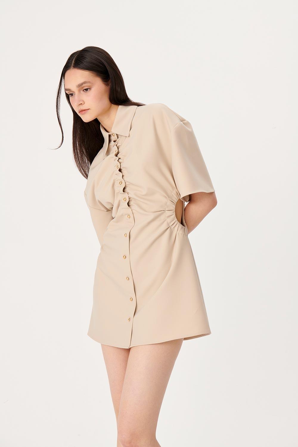 Wabi Sabi-Dorato Bej Elbise-Elbise-4-Milagron.com