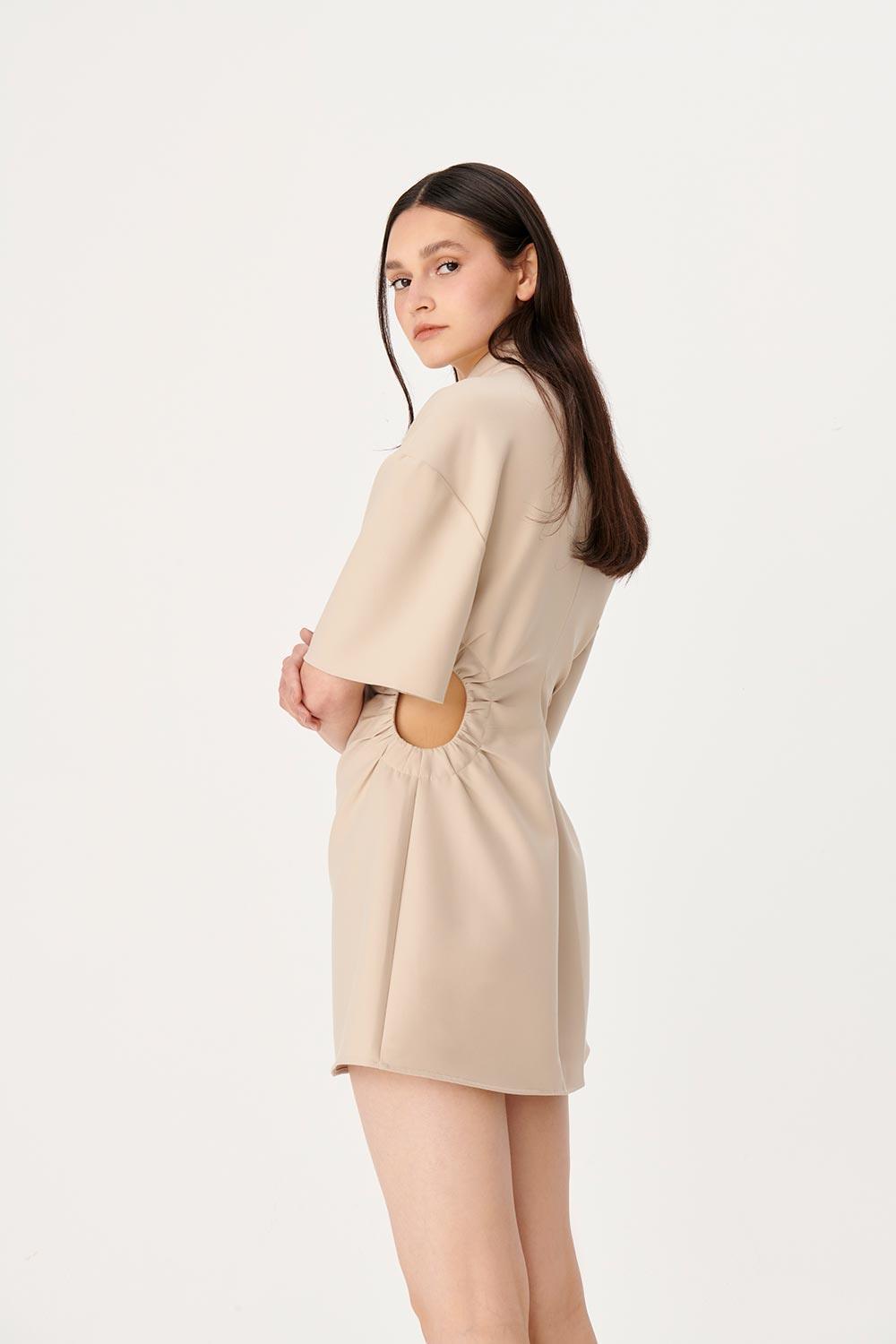 Wabi Sabi-Dorato Bej Elbise-Elbise-7-Milagron.com