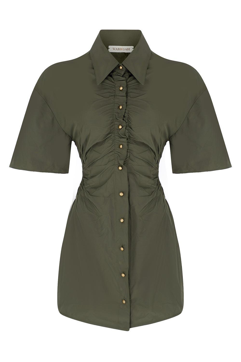 Wabi Sabi-Dorato Haki Elbise-Elbise-1-Milagron.com