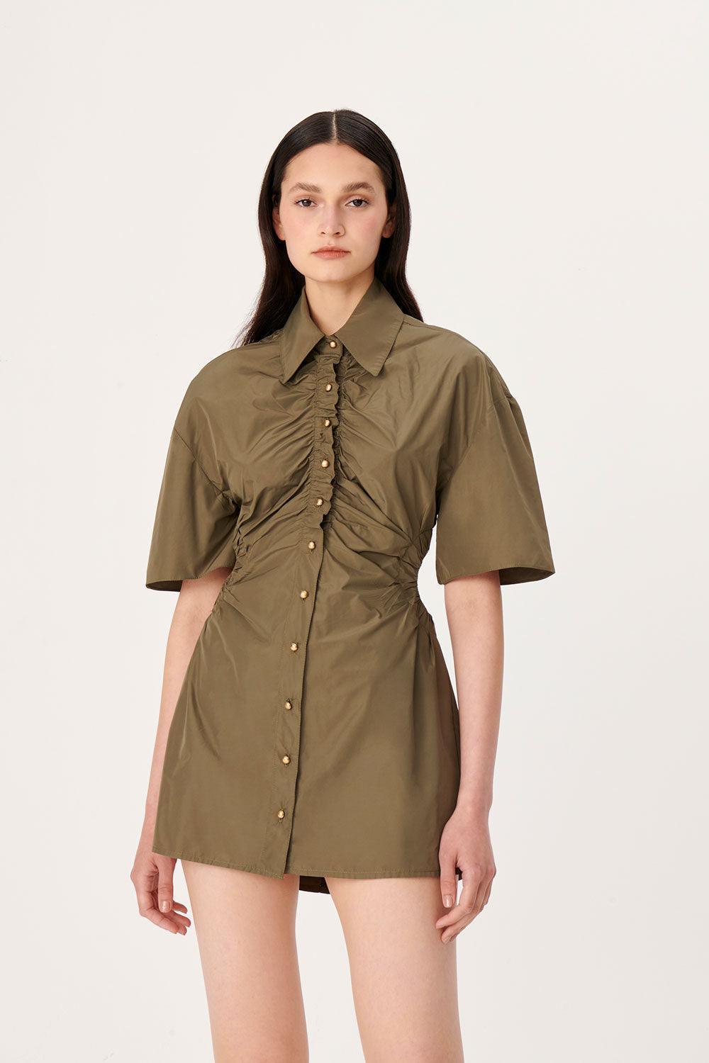 Wabi Sabi-Dorato Haki Elbise-Elbise-4-Milagron.com