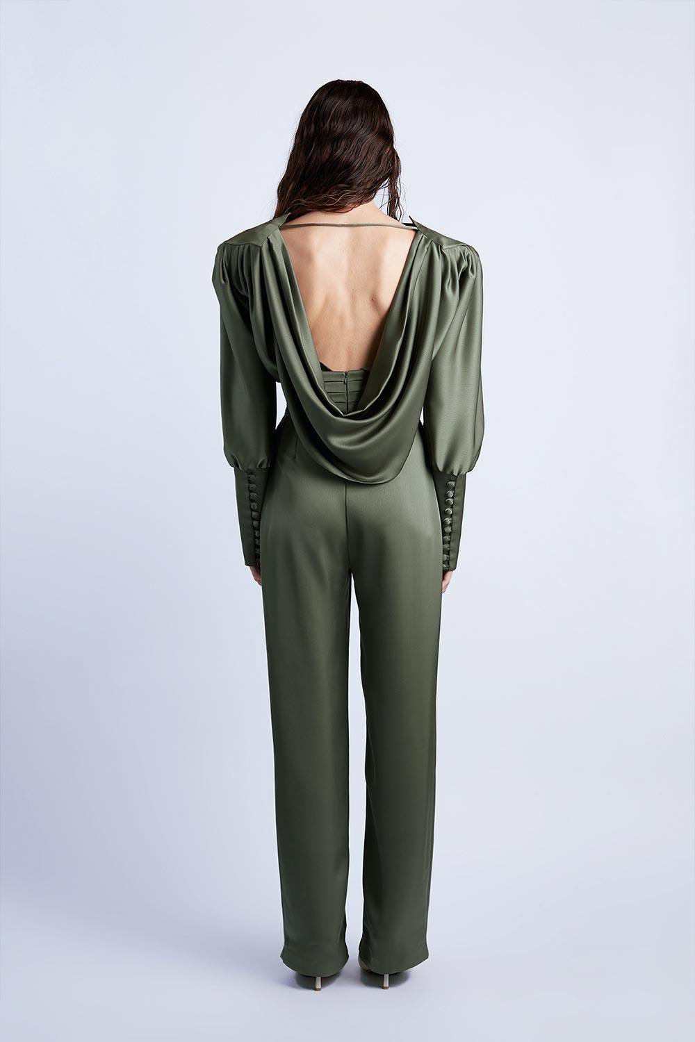 Wabi Sabi-Mbç Haki Bel Detaylı Pantolon-Pantolon-3-Milagron.com