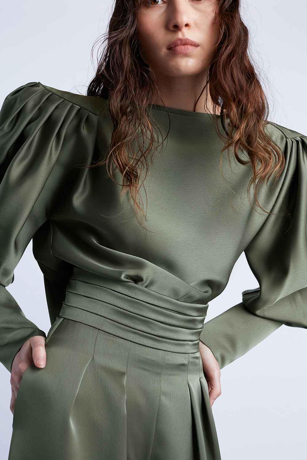 Wabi Sabi-Mbç Haki Bel Detaylı Pantolon-Pantolon-5-Milagron.com