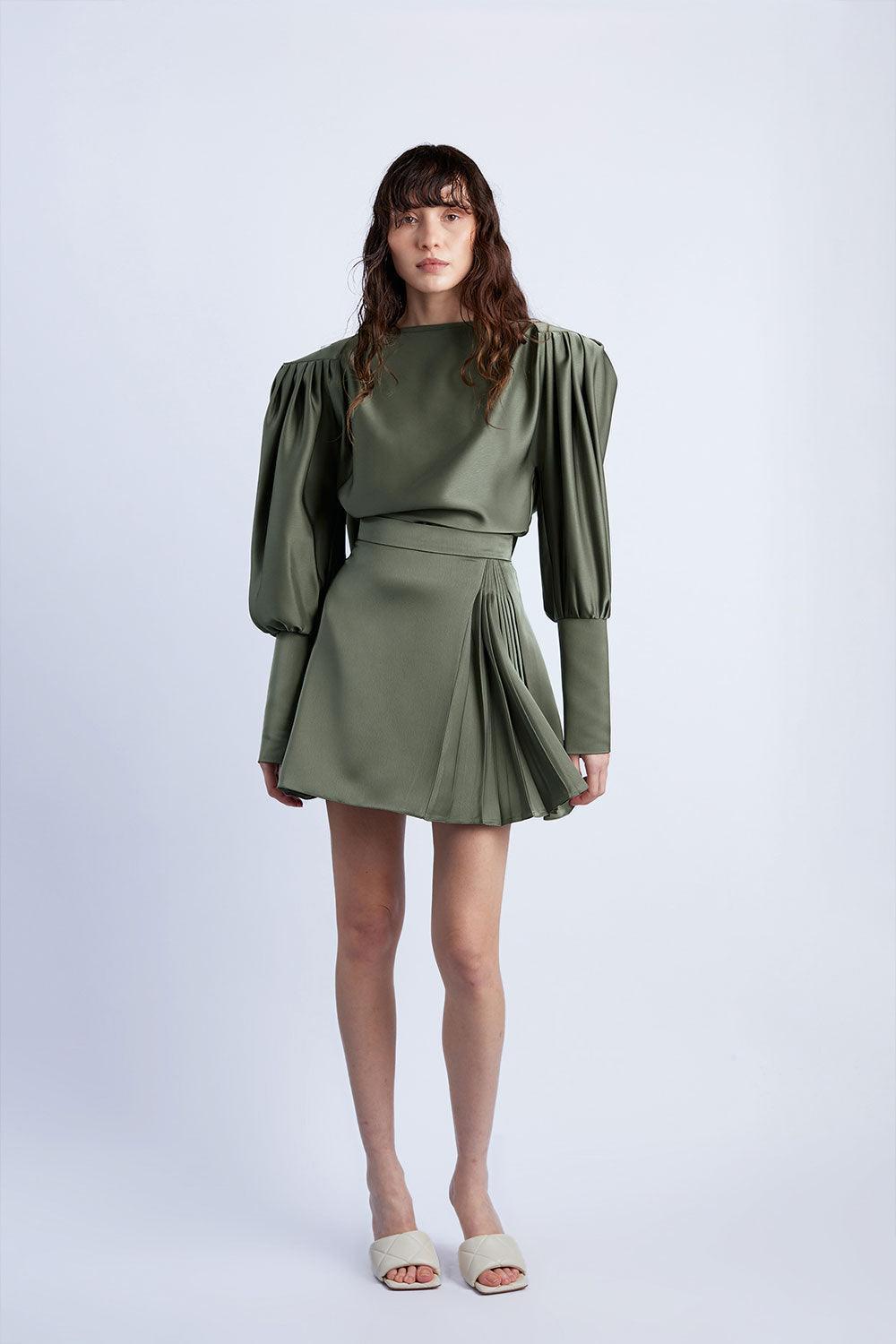 Wabi Sabi-Mbç Haki Mini Etek-Etek-1-Milagron.com