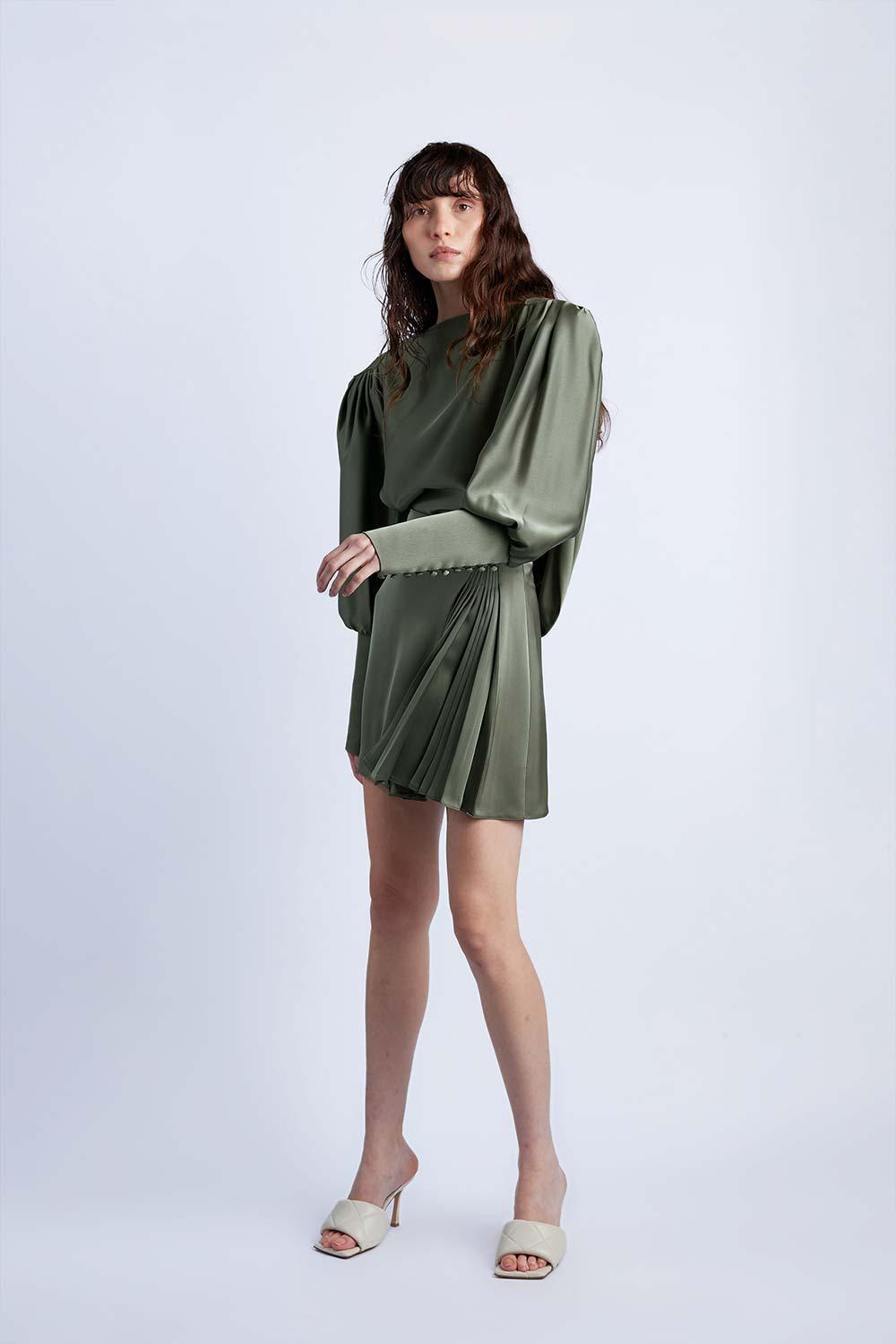 Wabi Sabi-Mbç Haki Mini Etek-Etek-3-Milagron.com