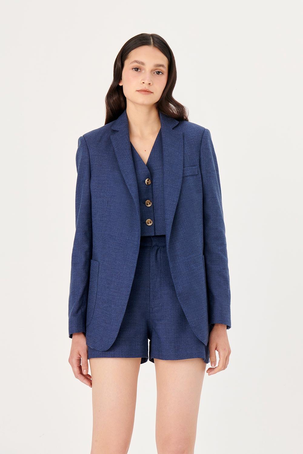 Wabi Sabi-Unico Mavi Keten Ceket-Ceket-2-Milagron.com