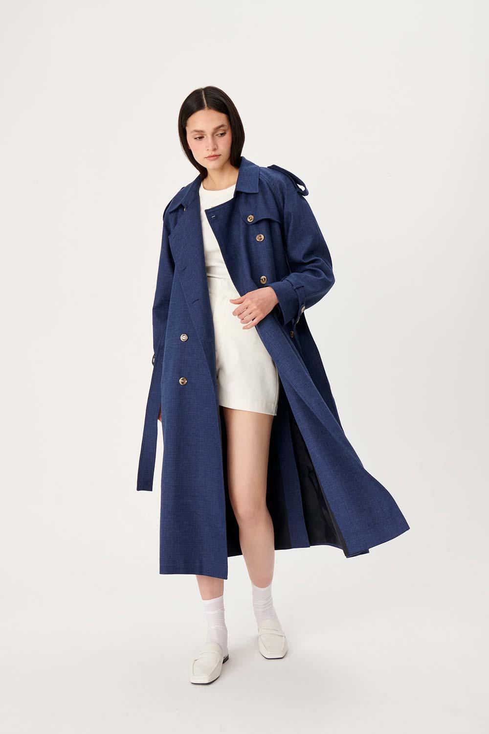 Wabi Sabi-Vento Mavi Keten Trençkot-Trençkot-1-Milagron.com