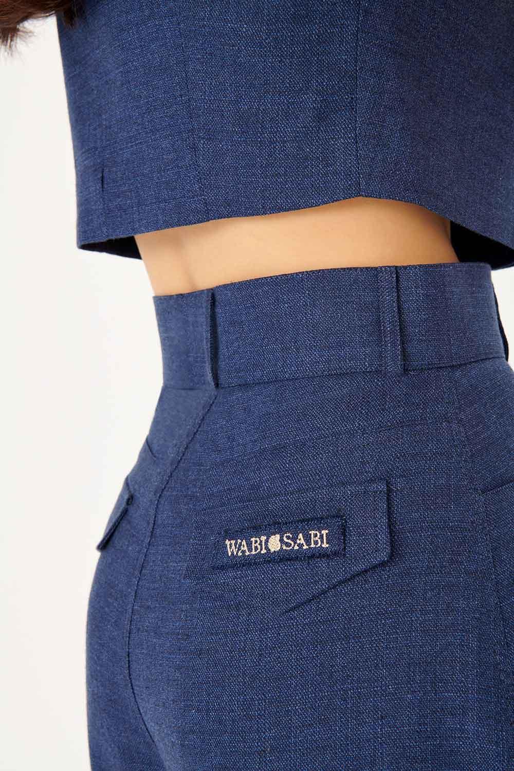 Wabi Sabi-Vita Mavi Keten Şort-Şort-5-Milagron.com