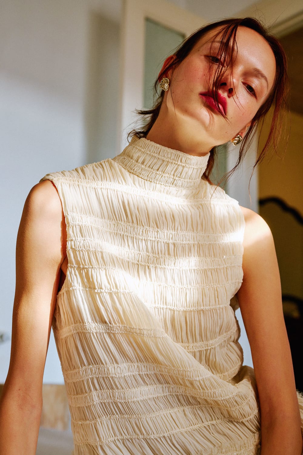 Échappé Kırışık Dokulu Şifon Elbise - 2