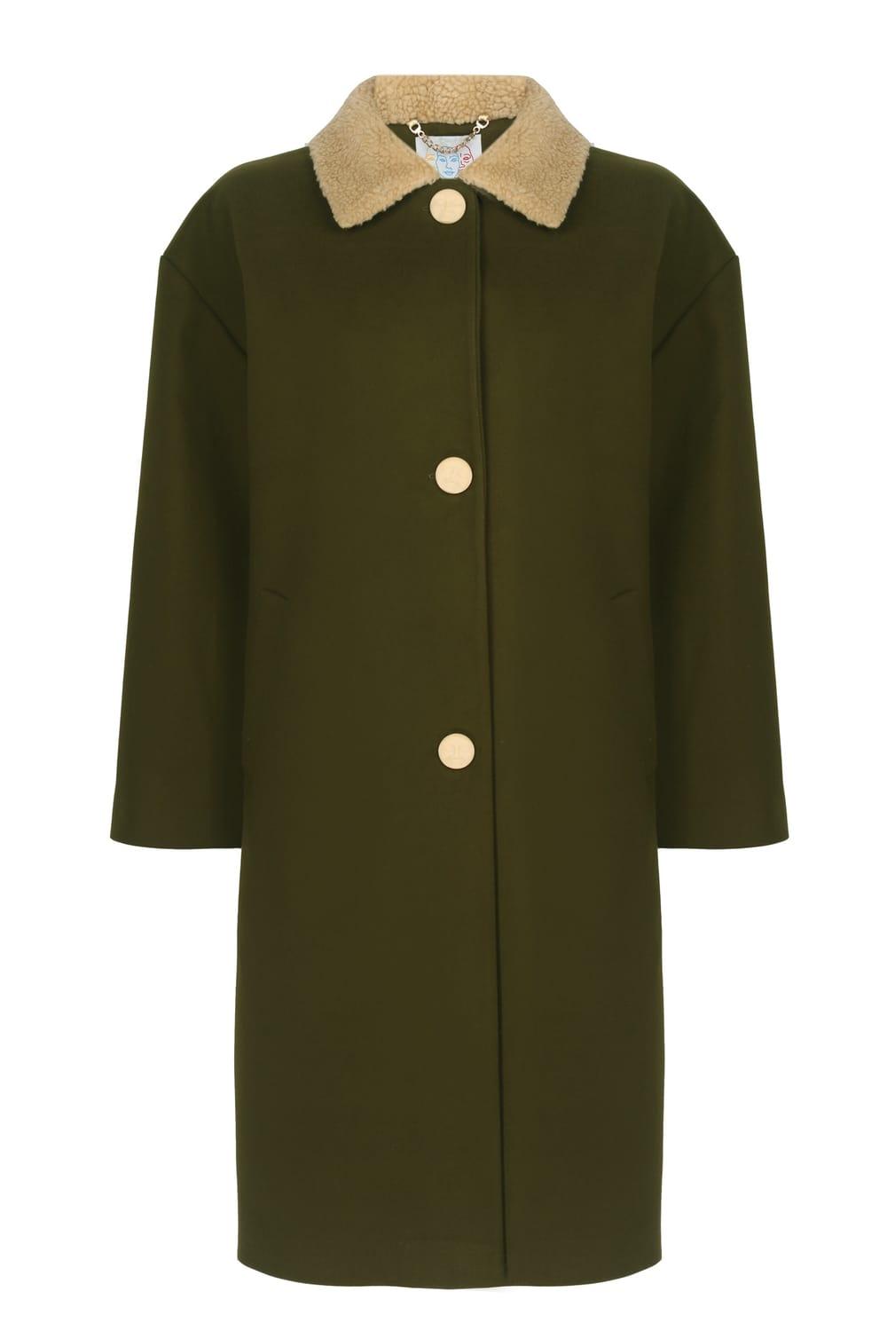 Wayt-Man In The Moon Ay Düğmeli Yeşil Palto-Kaban-1-Milagron.com