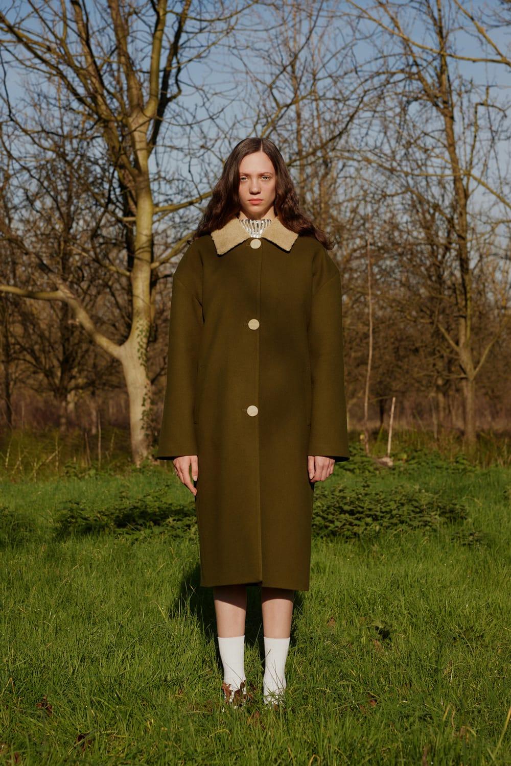 Wayt-Man In The Moon Ay Düğmeli Yeşil Palto-Kaban-3-Milagron.com