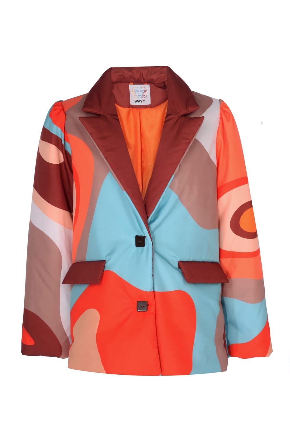 Wayt-Mars İzohips Desenli Renkli Şişme Mont-Mont-1-Milagron.com