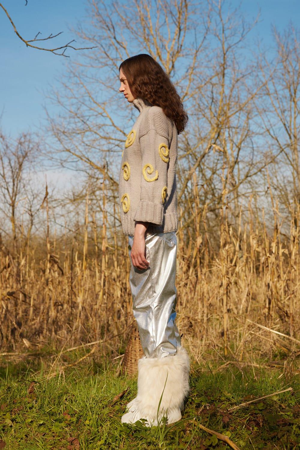 Wayt-Milky Way Gri Spiralli El Örgüsü Kazak-Kazak & Triko-1-Milagron.com