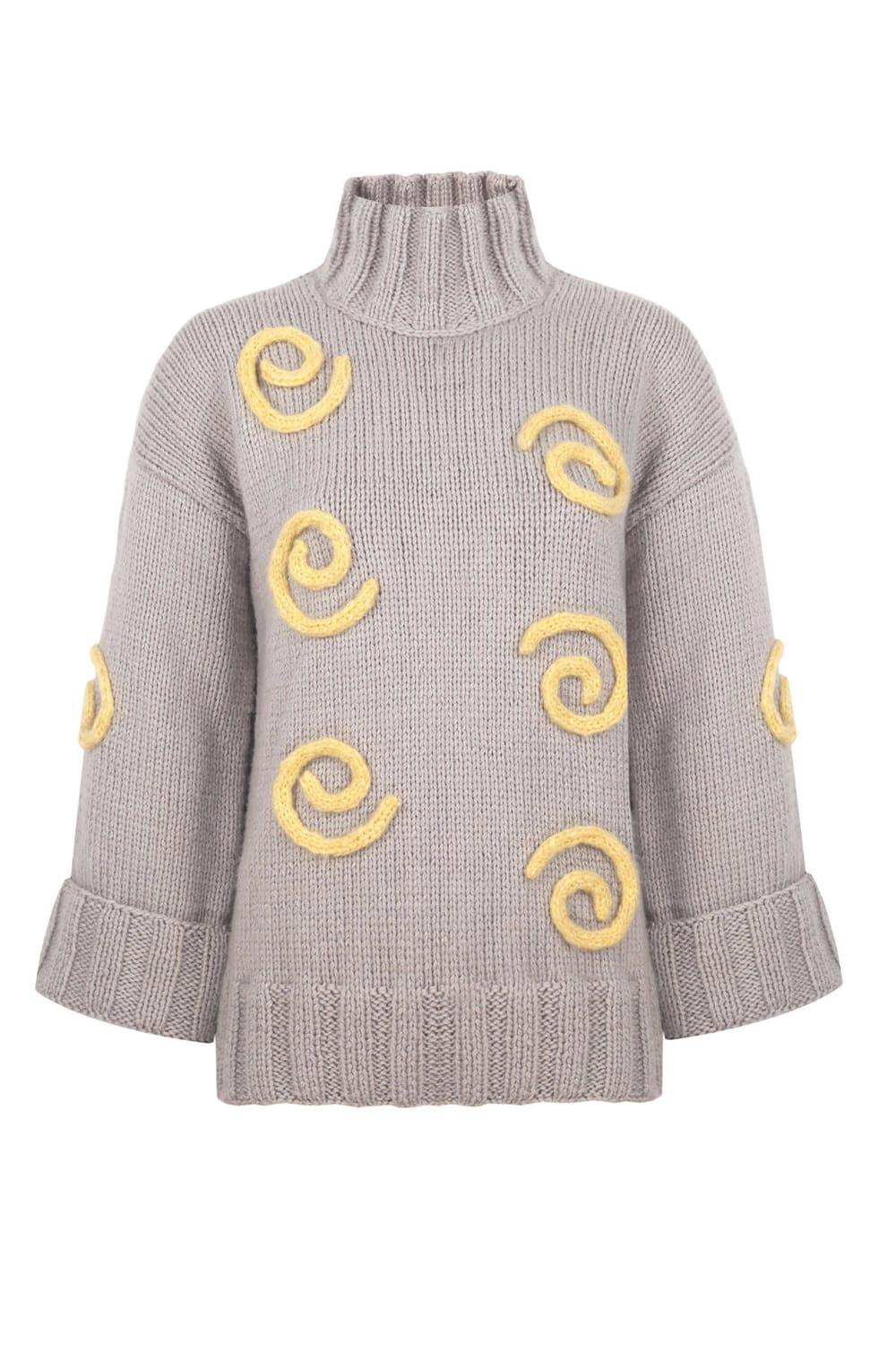 Wayt-Milky Way Gri Spiralli El Örgüsü Kazak-Kazak & Triko-2-Milagron.com