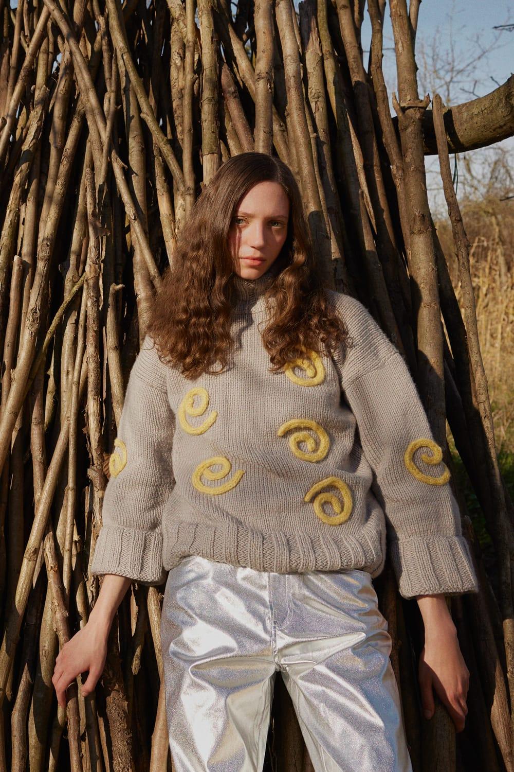 Wayt-Milky Way Gri Spiralli El Örgüsü Kazak-Kazak & Triko-4-Milagron.com