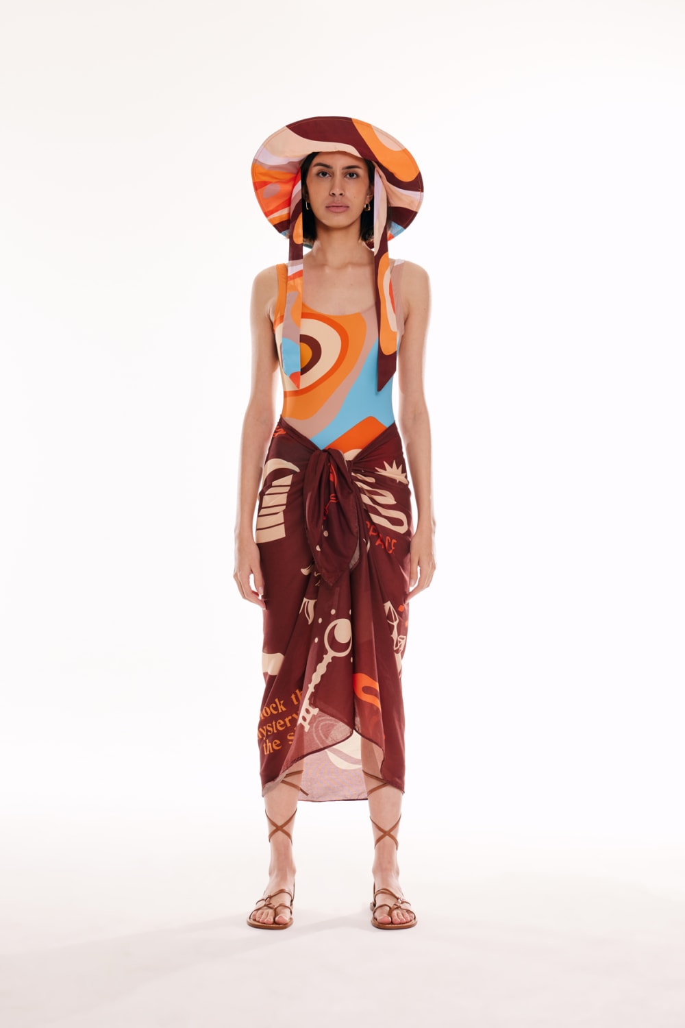 Wayt-Soul Space Mistik Desenli Kahverengi Pareo-Pareo & Bandana-2-Milagron.com