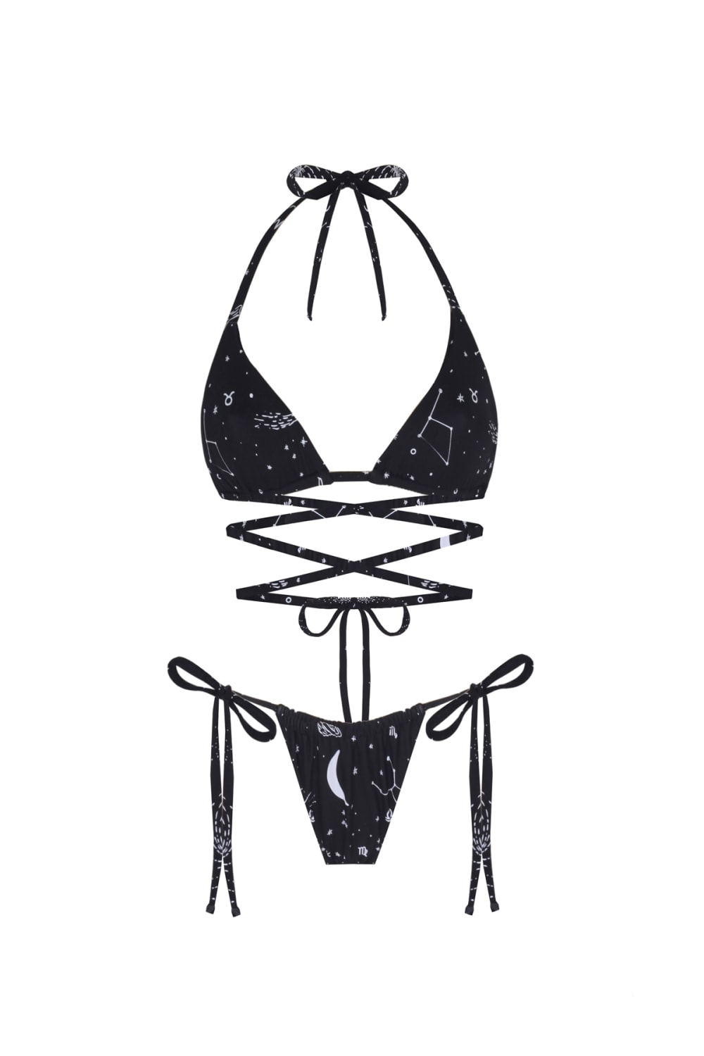 Wayt-Space Babe Gezegen Ve Burç Desenli Siyah Bikini Altı-Bikini & Mayo-3-Milagron.com