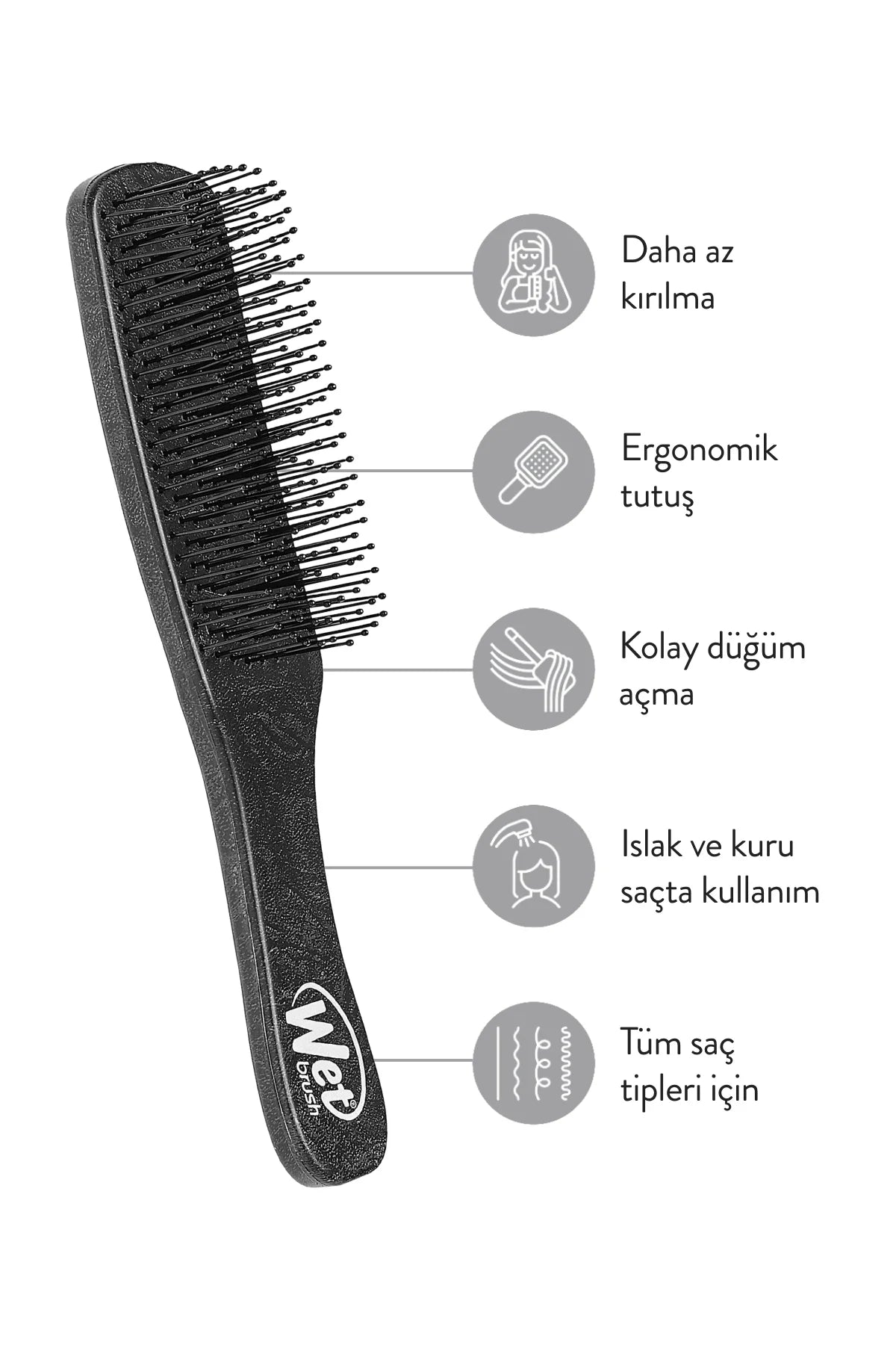 Wet Brush Men’s Detangler Dolaşık Açıcı Saç Fırçası - Siyah