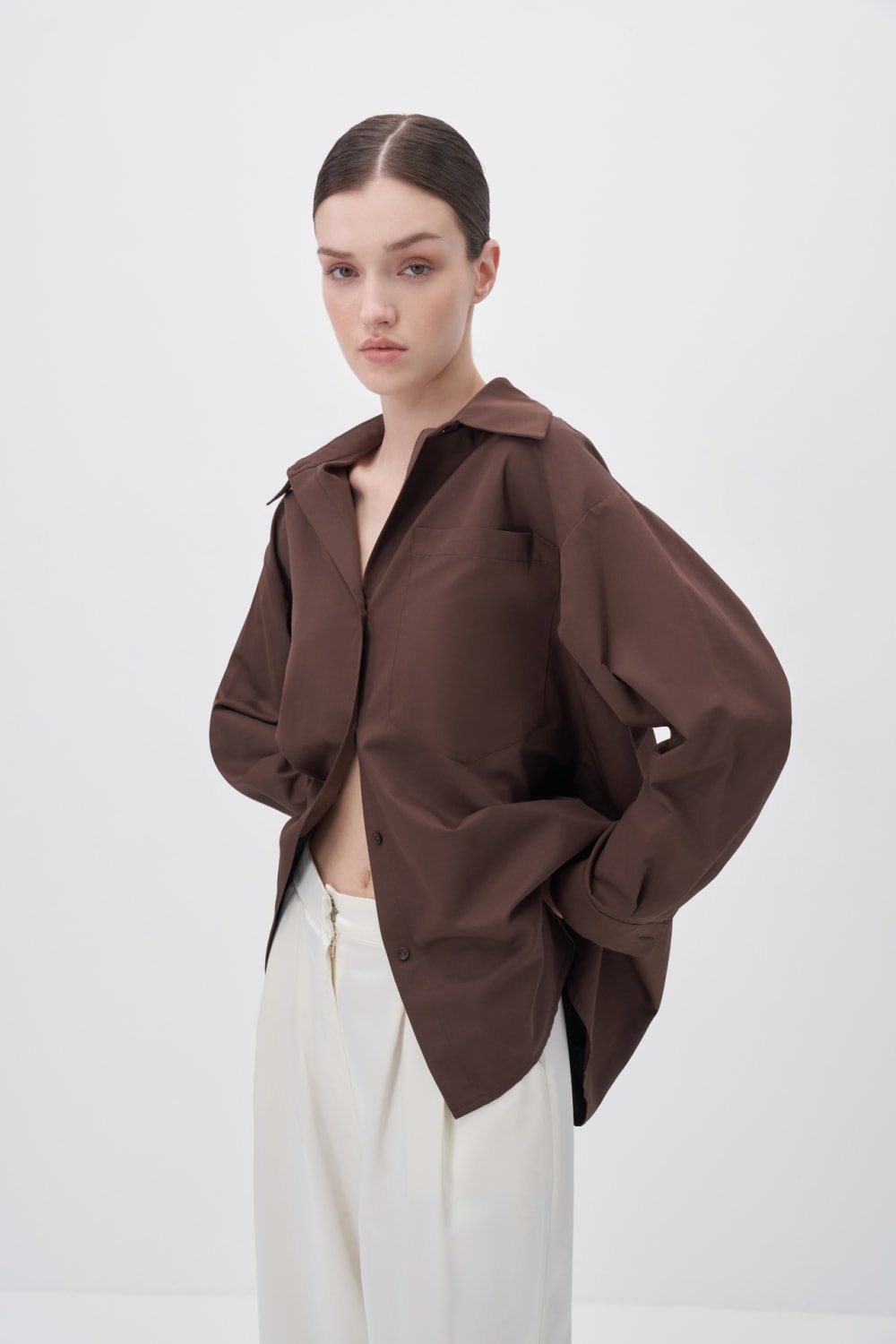 Wingcott-Acı Kahve Oversize Gömlek-Gömlek-1-Milagron.com