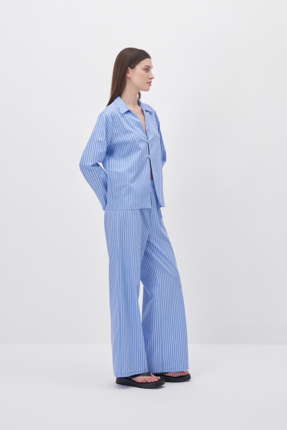 Wingcott-Çizgili Düz Kesim Rahat Pantolon-Pantolon-2-Milagron.com